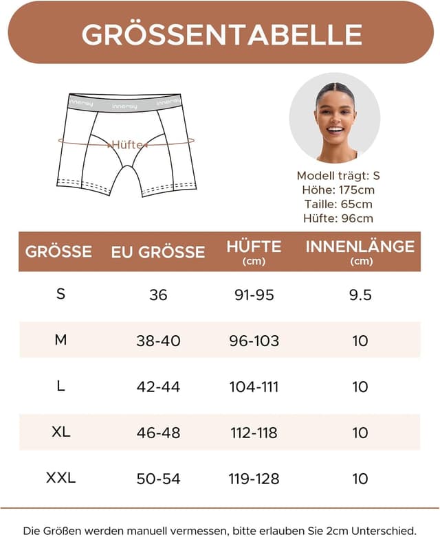 Detalle 2 de INNERSY Boxer Femme Coton Stretch Shorty Taille Basse – Caleçon court en lot de 3