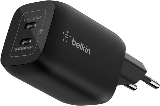Detalle de Belkin Gaming Doppio Caricatore da Muro USB-C da 65W con GaN per Nintendo Switch 2 e dispositivi USB-C PD (nero)