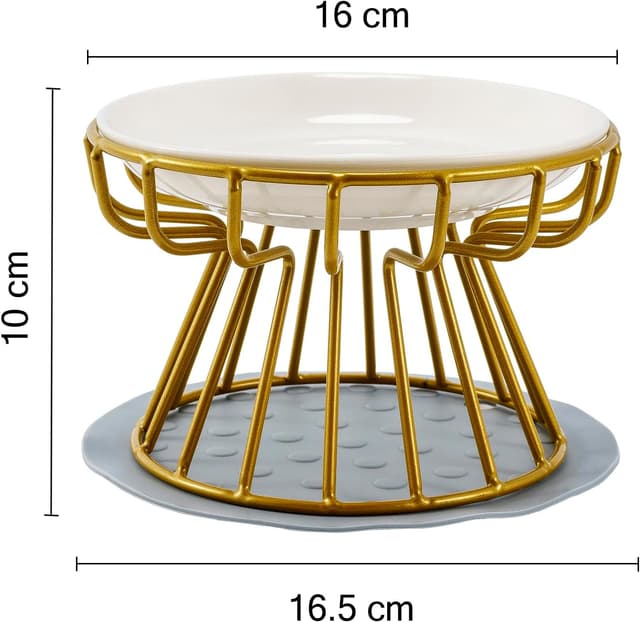 Detalle 2 de All-Pie Ceramic cat bowl with iron stand and anti-slip pad (Gold stand + cat paw dish)