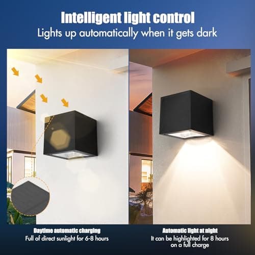 Detalle 1 de YUNYODA Aplique Solar Exterior 🌞 4 Piezas IP65 Jardin y Patio