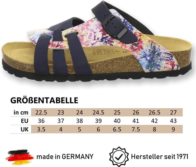 Detalle de AFS-Schuhe Damen-Pantoletten aus echtem Leder mit verstellbarer Schnalle – gepolstertes Fußbett für Alltag & Haus