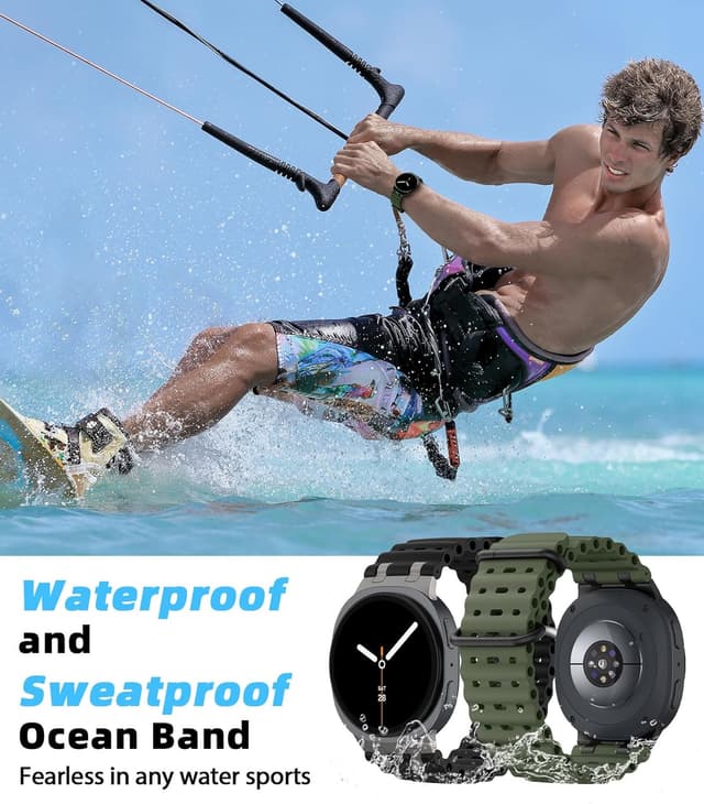 Detalle de MoKo Ocean Strap for Samsung Galaxy Watch 8 (40/44mm) & Watch 8 Classic (46mm) – breathable silicone sport band