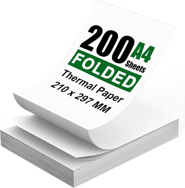 Detalle de 200 fogli carta termica A4 piegata 210 x 297 mm per stampante termica portatile