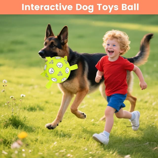 Detalle de WYNTRIUM Dog Football Toys for Large Dogs with Webbing – Durable Microfibre Fetch Ball, Floating Water Ball (Yellow, 8 inch)