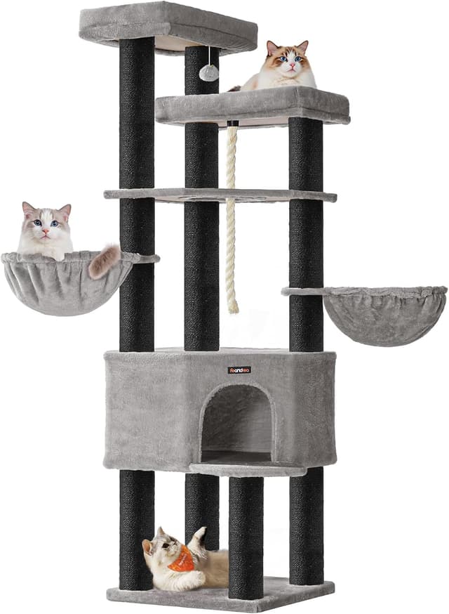 Detalle de Feandrea Grand Arbre à Chat à 5 niveaux XXL PCT008G02 (tour de jeux en sisal)