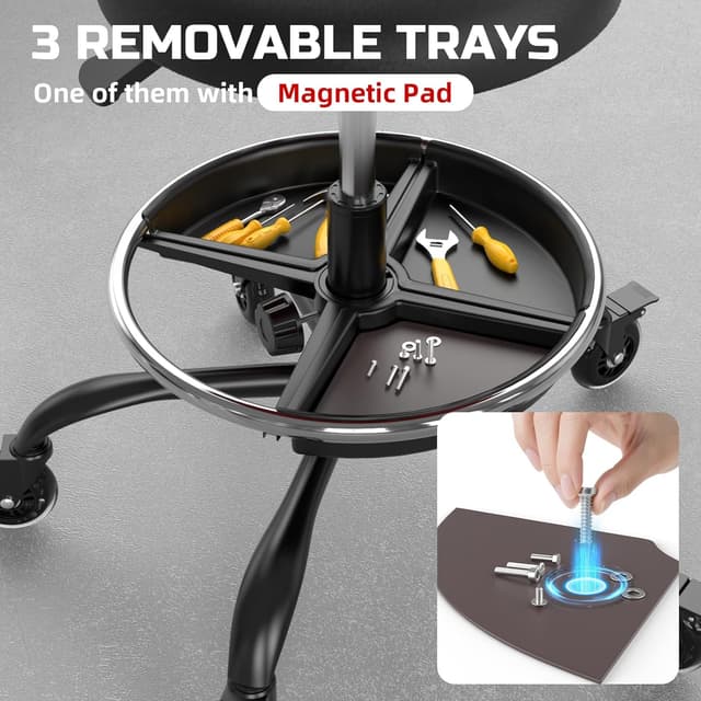 Thumbnail 5 de Rolling Shop Stool with Wheels 330 lbs capacity