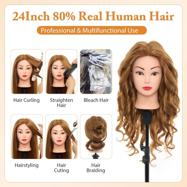 Thumbnail 1 de Neverland Frisierkopf 24 Zoll 80% Echthaar 🧑🎓