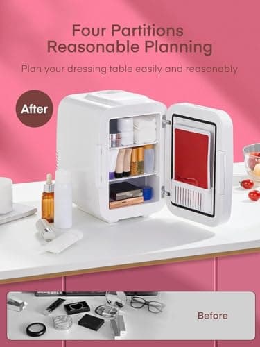 Detalle 2 de FOHERE Mini Nevera para Dormitorio con Espejo LED y función frío/calor (5L)