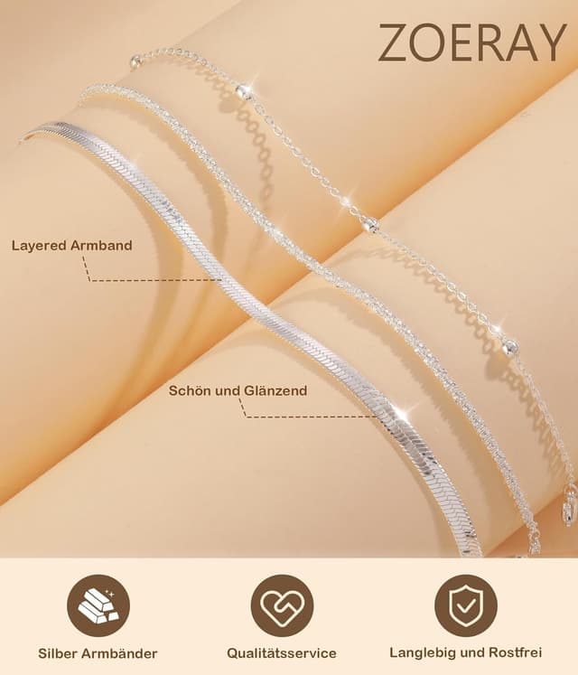 Detalle de Ensemble de 3 bracelets ZOERAY plaqué or 18 carats et argent, serpent twist, empilables et réglables