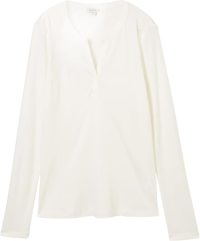 Detalle de TOM TAILOR maglietta donna a maniche lunghe in lyocell (BE PART) – vestibilità regolare