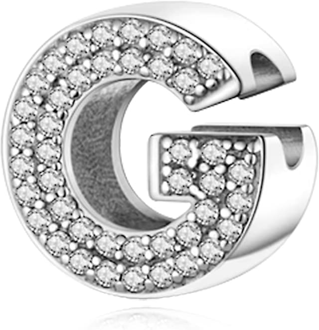 Detalle de LMLMECREA Buchstaben-Charm G aus 925 Sterling Silber mit A-Z Initiale & gelbem Herz für europäische Armbänder