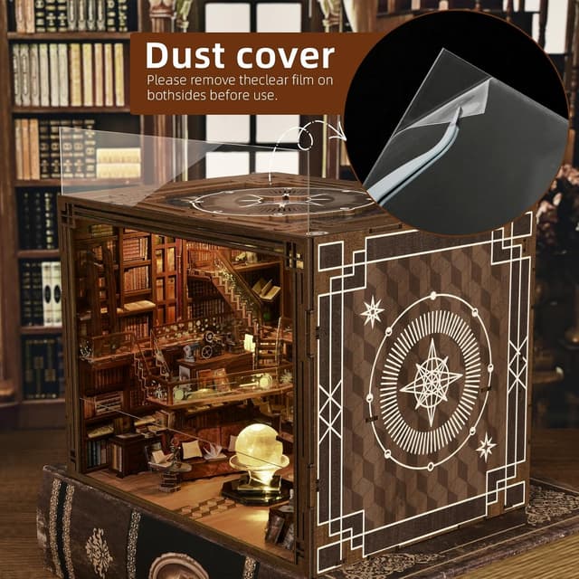 Detalle de MiniCity Book Nook Kit “Beyond Library Max” DIY miniature dollhouse bookshelf insert with LED light