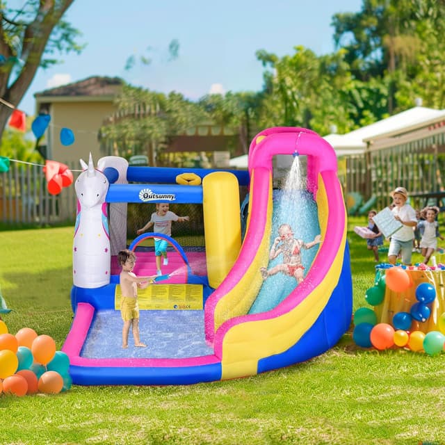 Thumbnail 1 de Outsunny Castillo Hinchable Unicornio 360x305x210 cm