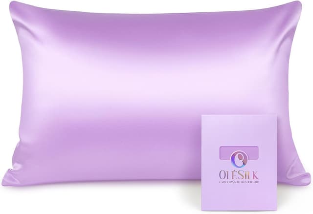 Detalle de OLESILK Seiden-Kissenbezug (16 Momme) mit Reißverschluss, 50x70 cm, helllila