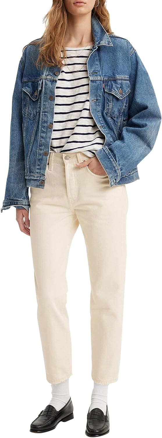 Detalle de Levi's 501 Crop Vaqueros Ecru Booper No Damage para mujer (25W / 26L)