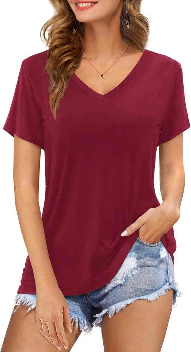 Detalle de Florboom V-Ausschnitt Shirt Sommer Basic