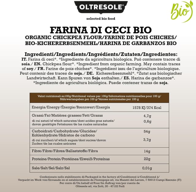 Thumbnail 1 de Oltresole 🌱 Harina de Garbanzos Ecológica Italiana 1kg