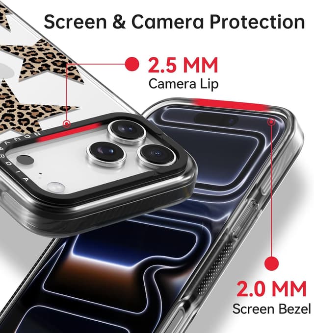 Detalle de Bouvardia Bouvardia for iPhone 17 Pro Max Case (Cheetah Theme with Leopard Stars)