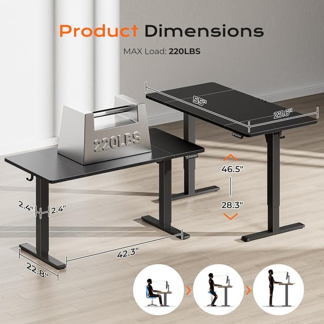 Thumbnail 1 de Huuger 55 x 28 Electric Standing Desk, 27.6" Deep