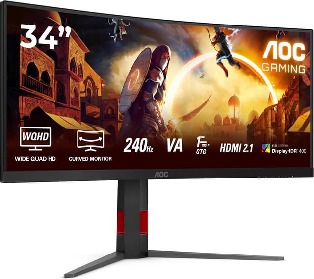 Detalle de AOC CU34G4Z 34-inch curved UW-QHD gaming monitor (240Hz, Fast VA, HDR400)