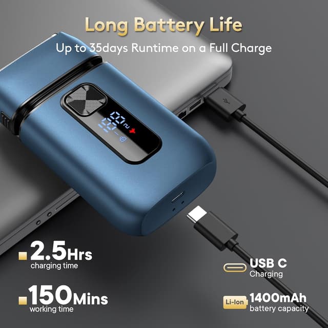 Detalle 2 de Brightup Foil Shaver for Men with Pop Up Trimmer, USB‑C Rechargeable and Waterproof