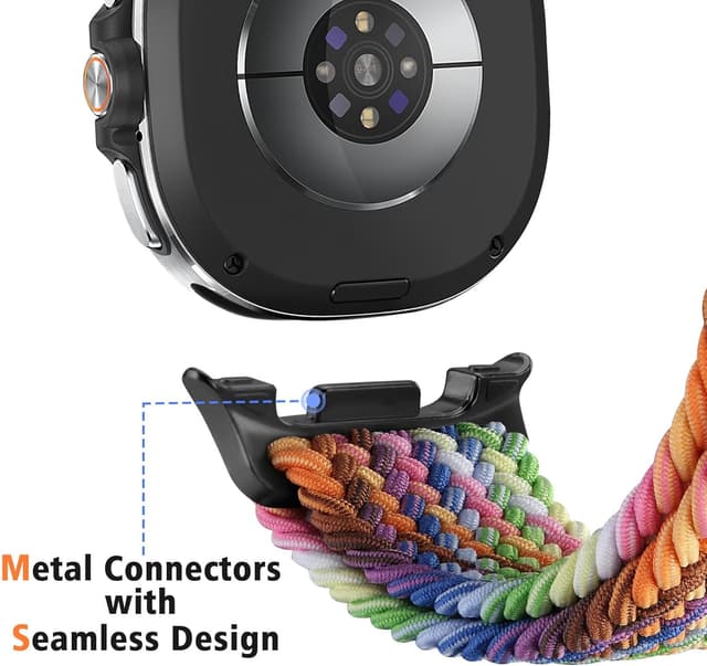 Detalle de HITZEE Nylon Braided Straps for Samsung Galaxy Watch8 (40/44mm) & Watch8 Classic 46mm – Pride Edition with Magnetic Clasp