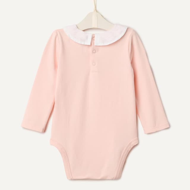 Detalle de Amazon Essentials Baby Mädchen Langärmeliger Bodysuit mit Rüschenkragen (Baumwoll-Stretch)