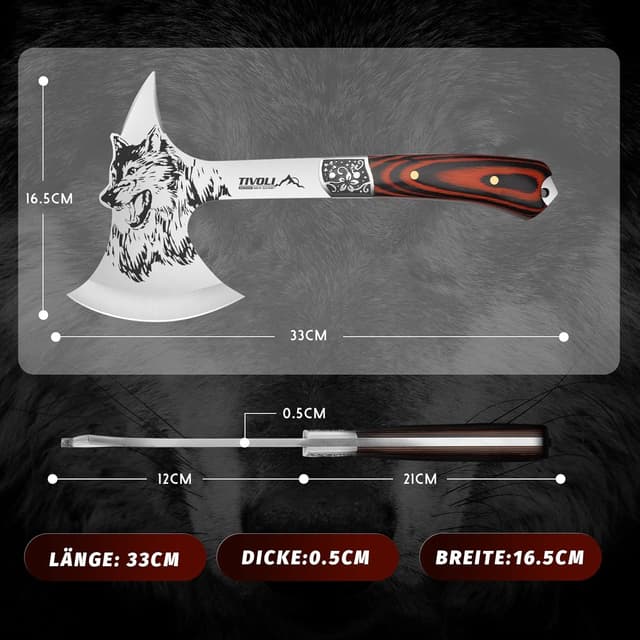 Thumbnail 5 de Hacha TIVOLI con Motivo de Lobo 28 cm