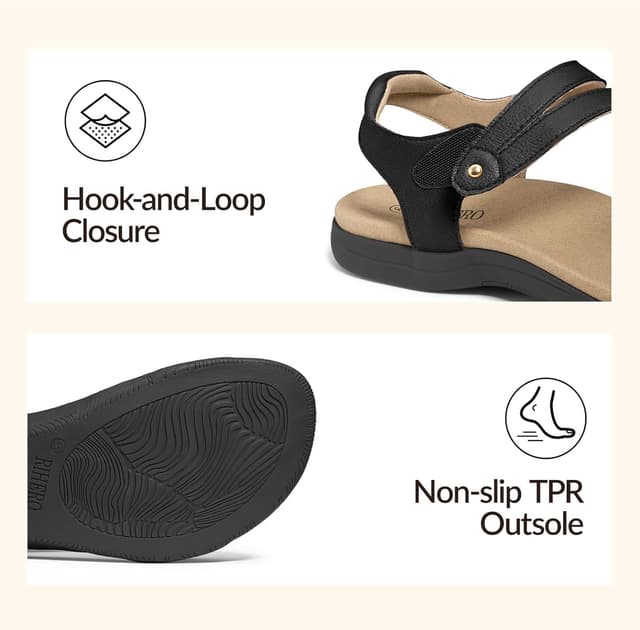 Detalle de Rihero Orthopedic Sandals for Women with Arch Support and Adjustable Strap