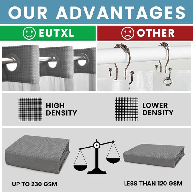 Detalle de Shower Curtain Liner Set 71W x 74H