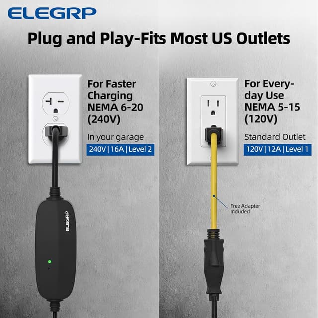 Detalle 2 de ELEGRP Level 1/2 EV Charger 16 Amp portable