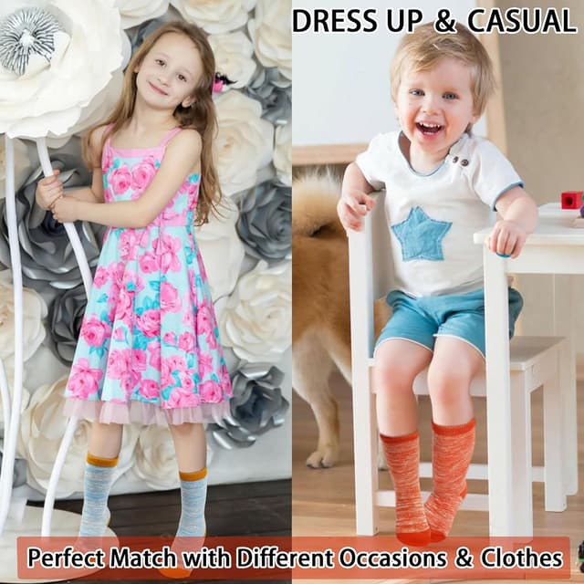 Detalle de Girls’ Cotton Trainer Socks (6 Pairs) – Soft Mid-Calf Sports Socks for Kids 1–13 Years