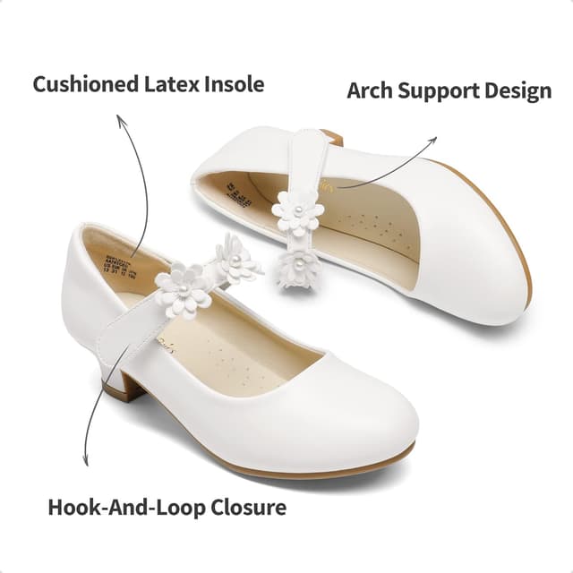 Detalle de Escarpins enfant à paillettes Dream Pairs avec talon bloc confortable et fermeture scratch