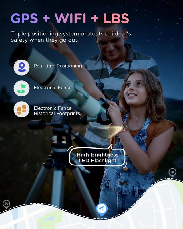 Detalle de Montre connectée enfant GPS 4G whraills avec appels vidéo, mode école et SOS (IP68) – Rose