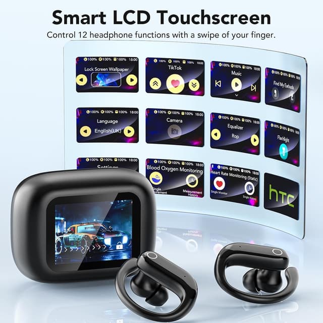 Detalle de NE61 AI Translation Earbuds with LCD Touch Screen, Heart Rate & Blood Oxygen Monitoring