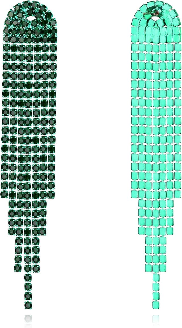 Detalle 2 de Clearine boucles d’oreilles longues à glands en goutte scintillantes en strass