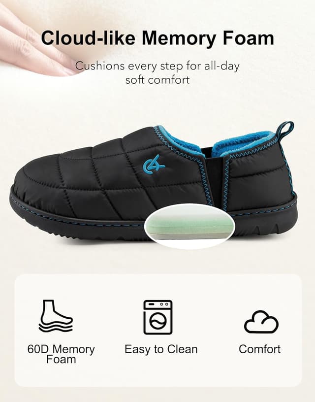 Detalle 1 de VeraCosy men’s quilted slippers with elastic gore and anti-skid TPR outsole