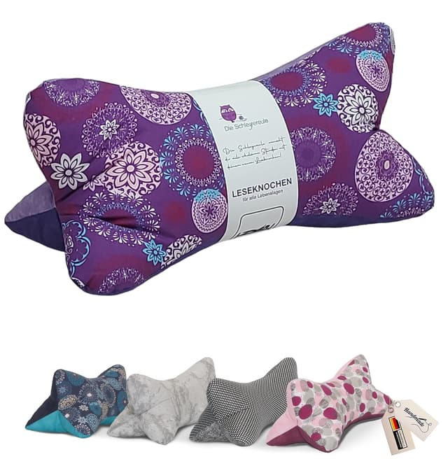 Detalle de Leseknochen Mandala Nackenkissen „Mandala wildberry“ – bequem, handgestopft und waschbar