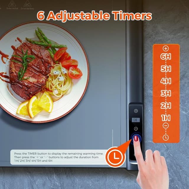 Thumbnail 4 de Silicone Electric Warming Tray 10s, 8 Temps 🍽