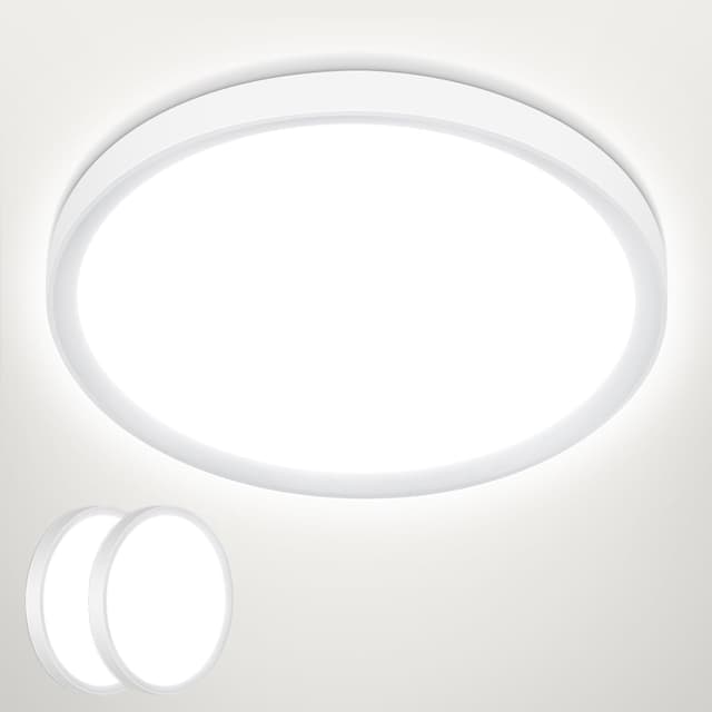 Detalle de Befurglor 24W LED Ceiling Light 2 Pack (5000K Daylight White, 2200LM) – IP44 flush mount