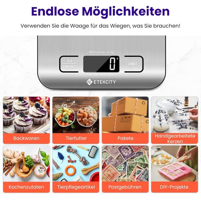 Thumbnail 5 de ETEKCITY Küchenwaage digital 5 kg mit LCD-Display