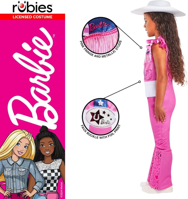 Detalle 2 de Rubie’s Barbie Cowgirl Costume for Kids 3‑piece