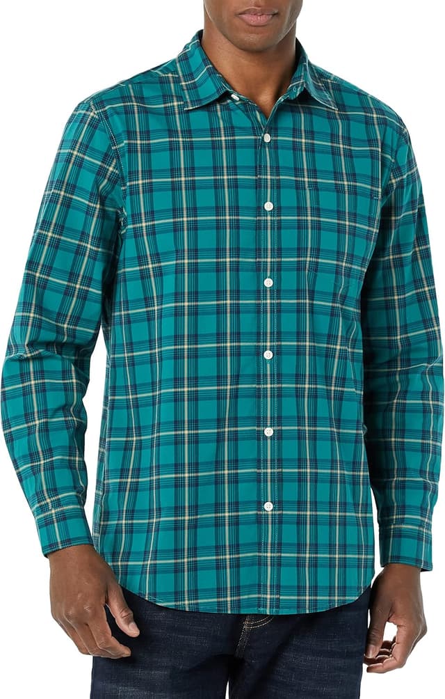 Detalle de Amazon Essentials Men’s Long-Sleeve Slim-Fit Stretch Poplin Shirt