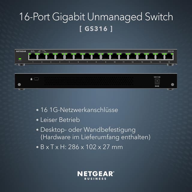 Detalle 2 de NETGEAR GS316 16‑Port Gigabit Switch