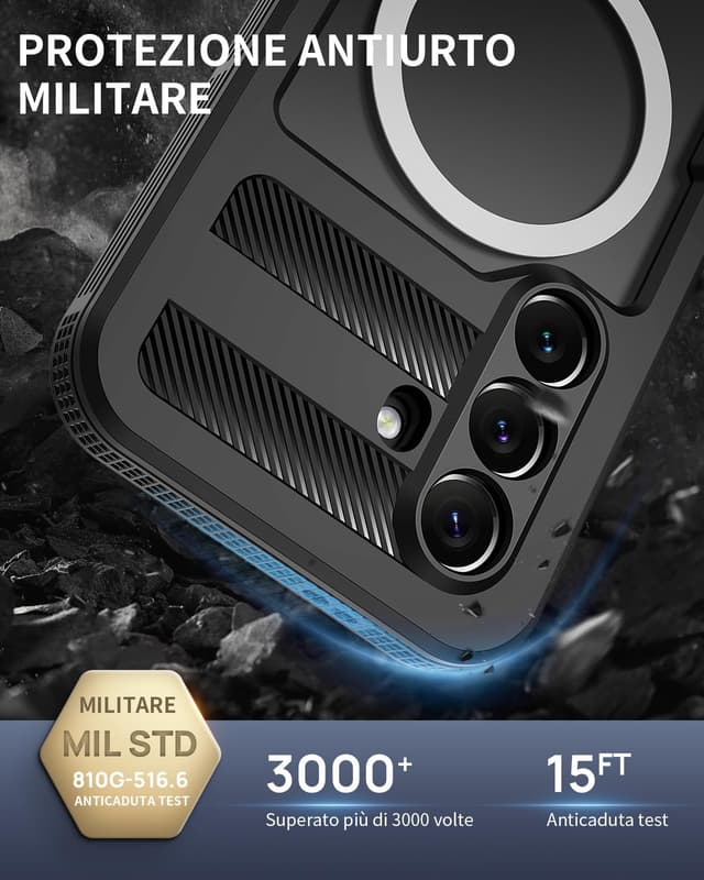 Detalle de Focusor Cover impermeabile IP68 per Samsung Galaxy S26 Plus, custodia subacquea antiurto con protezione schermo Full Body nero