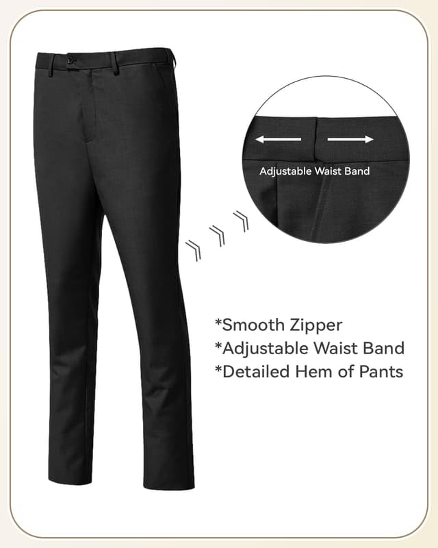 Detalle de ZKHOECR Men’s 3-Piece Slim Fit Suit Set (Two-Button Blazer, Vest, Pants) for Weddings & Business