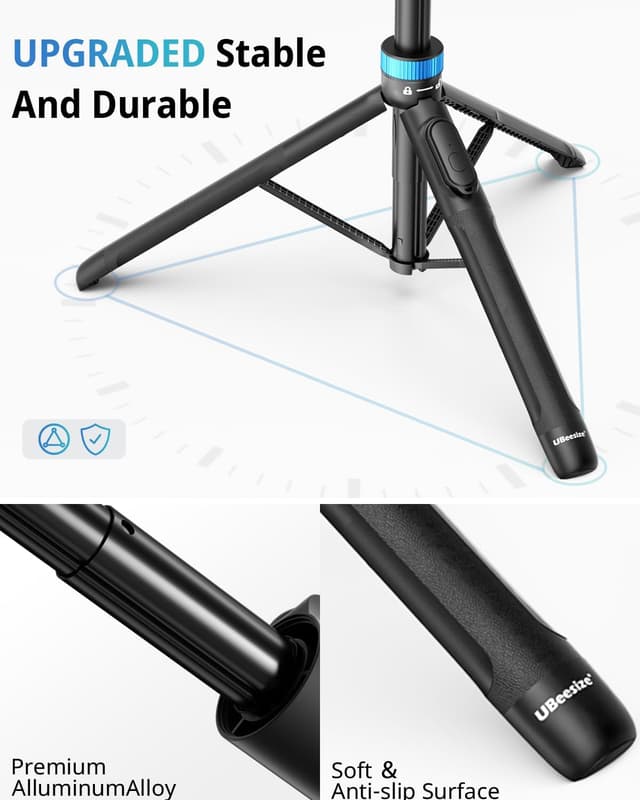 Detalle de UBeesize 72" Phone Tripod with Phone Holder and Remote — Adjustable Stand for iPhone, Android, Cameras, and Action Cams