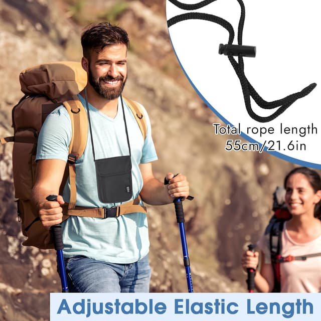 Detalle 2 de Brustbeutel mit RFID-Schutz (Anti-Diebstahl) – unisex Reisegeldbeutel, wasserdichtes Nylon, schwarz