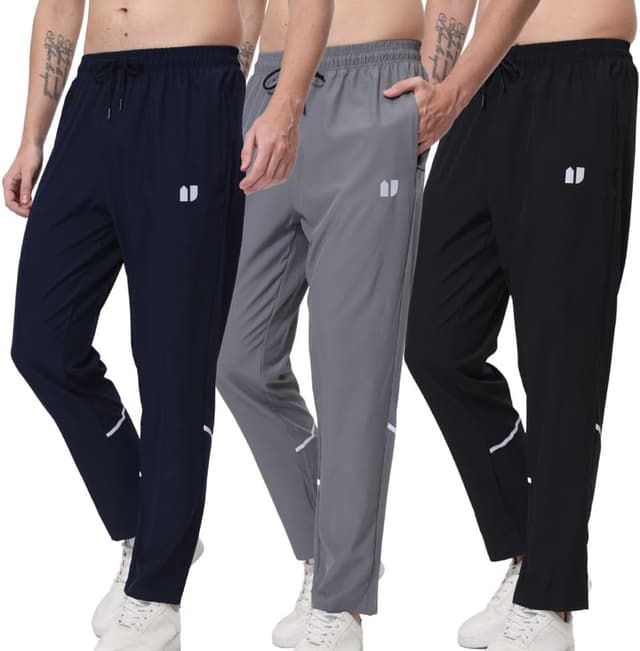 Detalle de Hpbygstae 3er-Set Herren Athletic Sweatpants – Lauf- & Jogginghose mit Reißverschlusstaschen