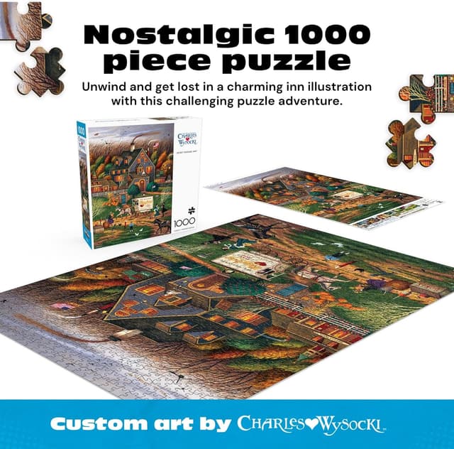 Detalle de Buffalo Games Charles Wysocki Secret Passage Inn 1000-Piece Jigsaw Puzzle